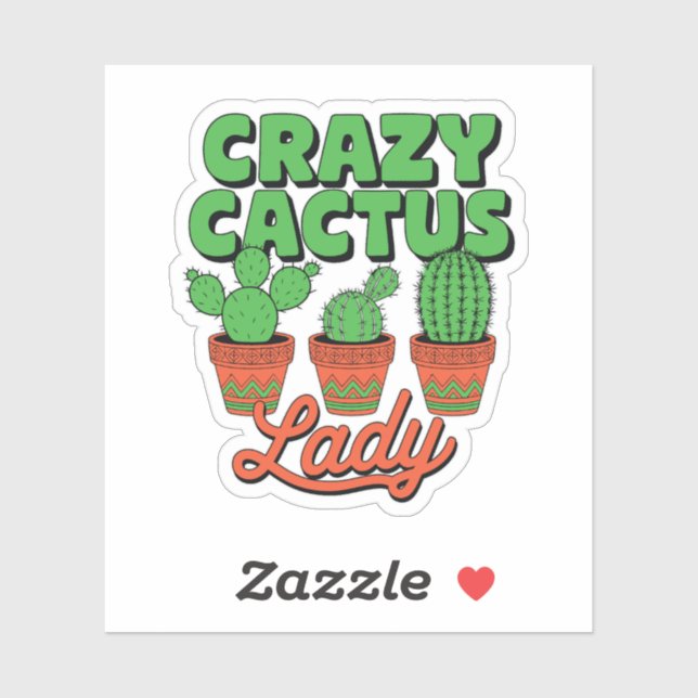 Pegatina Crazy Cactus Lady – Plant Mom Gift (Hoja)
