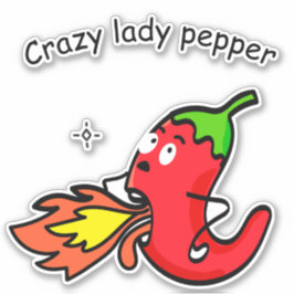 Pegatina Crazy Lady Pepper Funny Chile Rojo Vegetales calie
