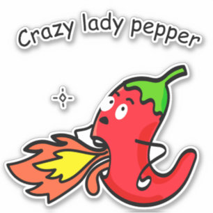 Pegatina Crazy Lady Pepper Funny Chile Rojo Vegetales calie