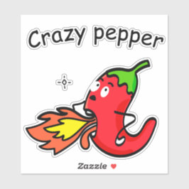 Pegatina Crazy Pepper Funny Red Chili Vegetales Calientes