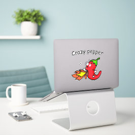 Pegatina Crazy Pepper Funny Red Chili Vegetales Calientes