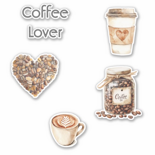 Pegatina Cream Coffee Heart Cups   (Anverso)