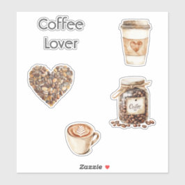 Pegatina Cream Coffee Heart Cups  