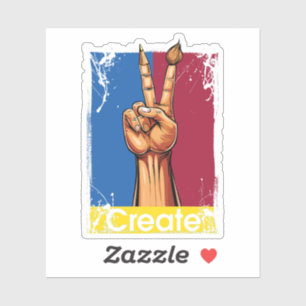 Pegatina Crear Arte Mano Señal de Paz Inspirador 