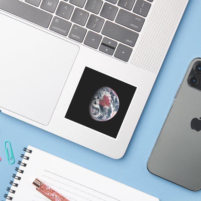 Pegatina Crecimiento De Las Plantas En El Planeta Tierra. (Ordenado portátil con iPhone)