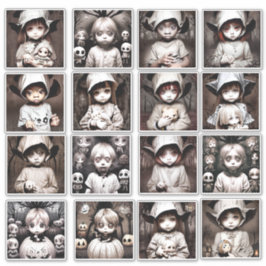 Pegatina Creepy Chibi Kid Ghosts Spooky Halloween