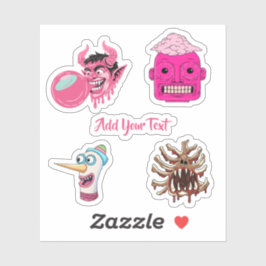 Pegatina creepy pink cartoon surreal monster graphic design