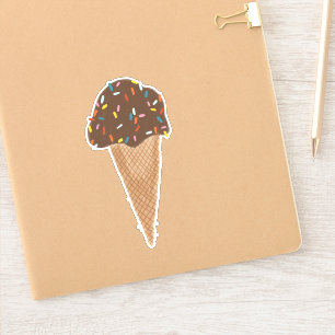 Pegatina Crema de helado de chocolate con Ilustracion de ro