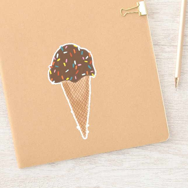 Pegatina Crema de helado de chocolate con Ilustracion de ro (Cuaderno)
