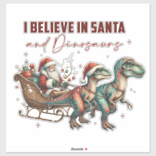 Pegatina Creo en Santa y los dinosaurios