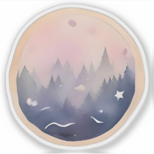 Pegatina Crepúsculo místico del bosque