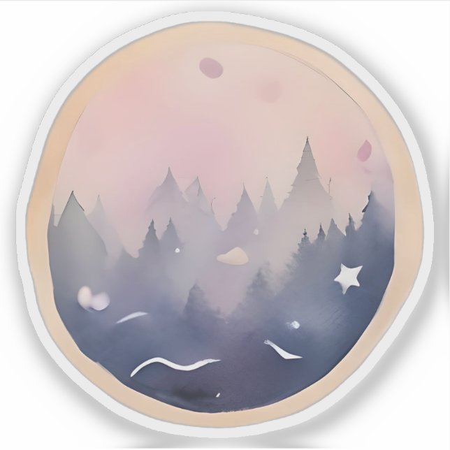 Pegatina Crepúsculo místico del bosque (Anverso)