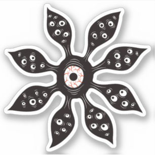 Pegatina Crepúsculo monstruo de ojos de flores de bruja