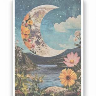 Pegatina Crescent Moon Over Serene Landscape