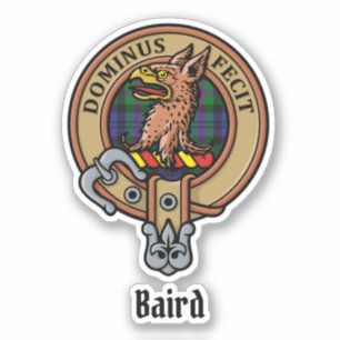 Pegatina Crest de Clan Baird sobre Tartán