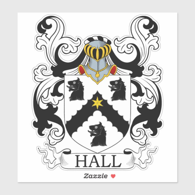 Pegatina Crest de familia Hall (Hoja)