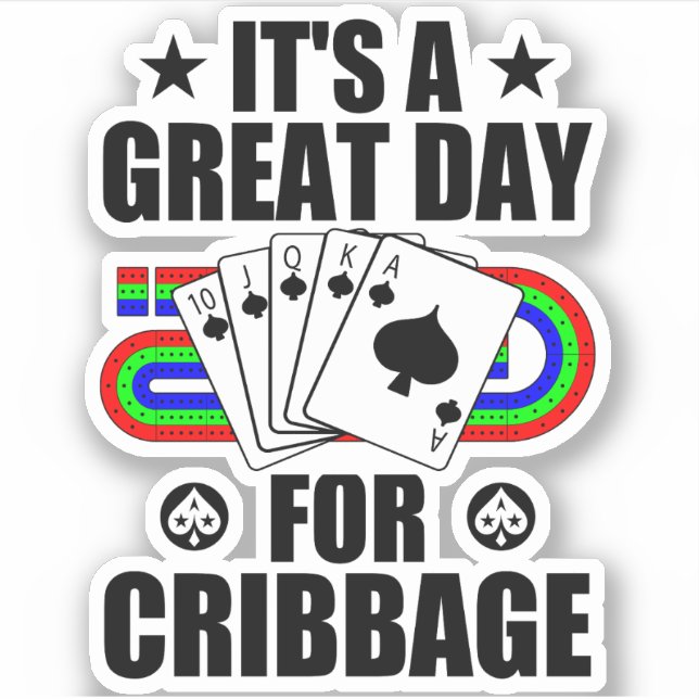Pegatina Cribbage Board Para Cribbage Card Game Player Funn (Anverso)