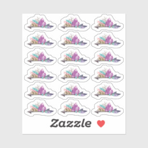 Pegatina Cristales Rústicos Bohemios y Hoja de Acuarela de 