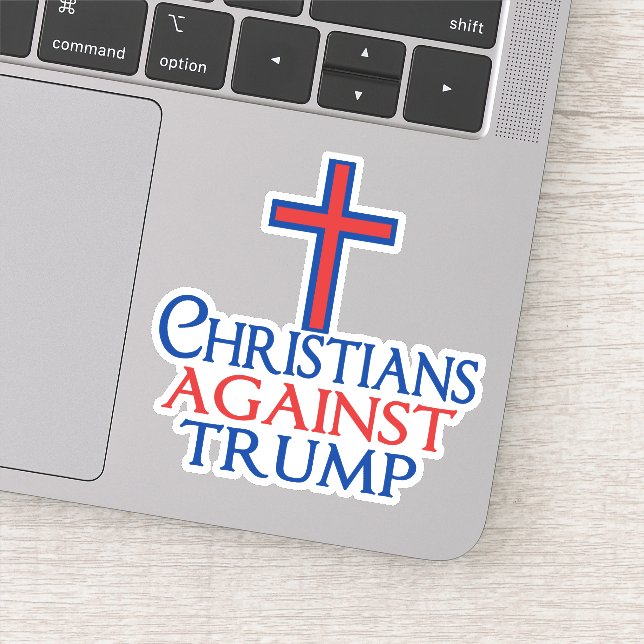 Pegatina Cristianos contra la laptop Trump (Detalle)