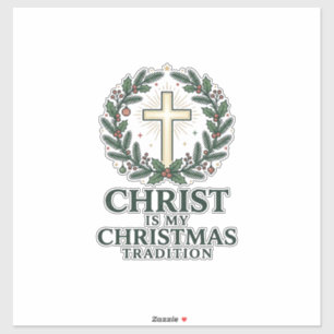 Pegatina Cristo es mi tradición de Navidad Diseño de cruz v