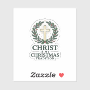 Pegatina Cristo es mi tradición de Navidad Diseño de cruz v