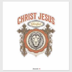 Pegatina Cristo Jesús Fe Vintage León