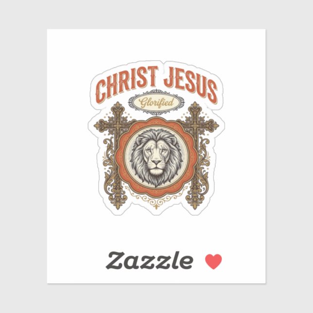 Pegatina Cristo Jesús Fe Vintage León (Hoja)