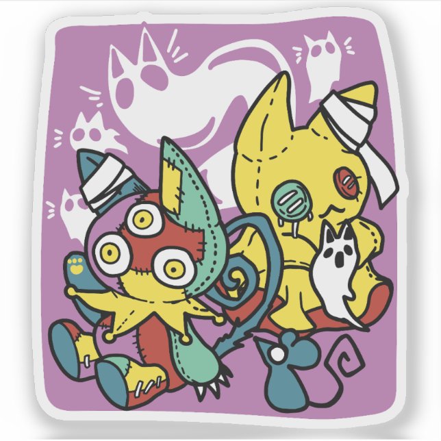 Pegatina Críticos gatos de Halloween: arte fascinante (Anverso)