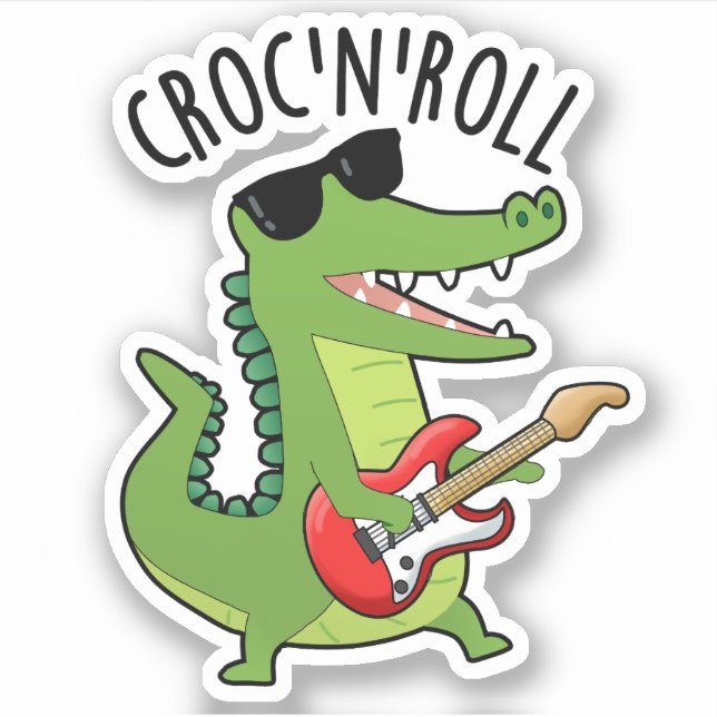Pegatina Croc N Roll Gracioso Crocodile Pun (Anverso)