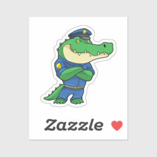 Pegatina Crocodile as Police officer with Uniform