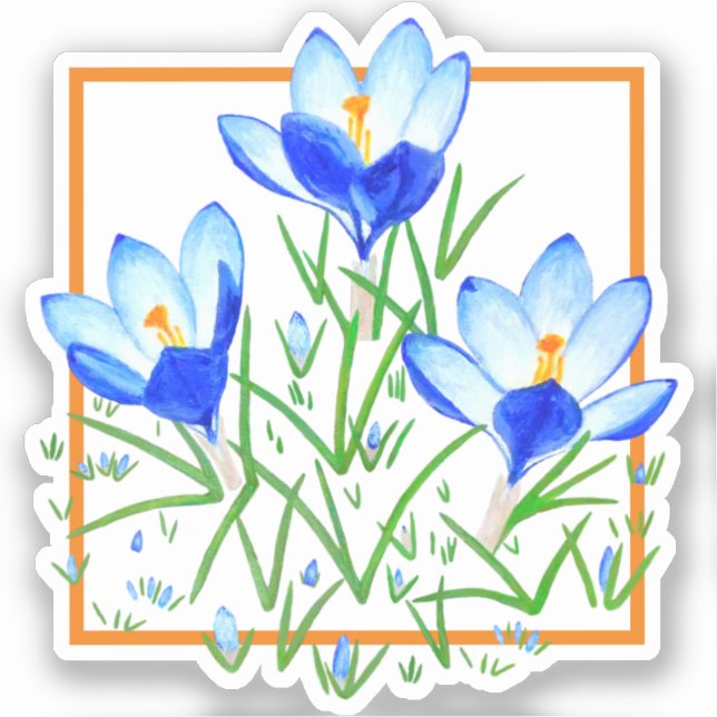 Pegatina Crocus Flowers Blue & White Personalizado Cut Pega (Anverso)