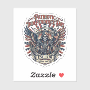 Pegatina Cromado Patriótico Segador Patriota Oscuro Esquele