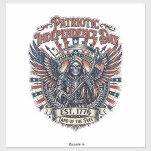Pegatina Cromado Patriótico Segador Patriota Oscuro Esquele