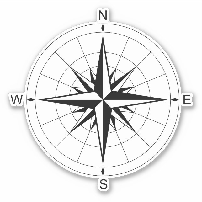 Pegatina Crónicas de Wanderlust: Viajes de Rosas de brújula (Anverso)