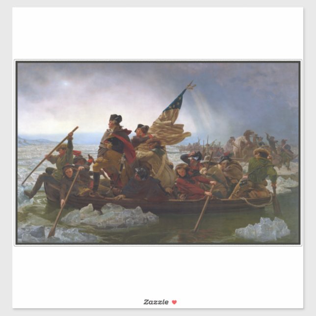 Pegatina Crossing Delaware 1776: General George Washington (Hoja)