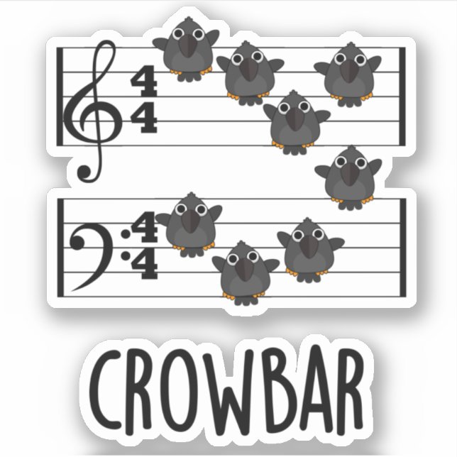 Pegatina Crow Bar Funny Music Bird Pun (Anverso)