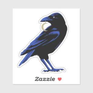 Pegatina Crow De Brujas Con Collar De La Luna