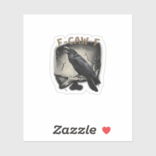 Pegatina Crow, F-Caw-F Funny Bird Vintage Style (Hoja)