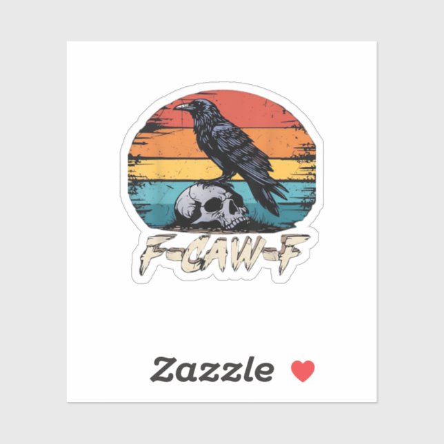 Pegatina Crow, Retro F-Caw-F Bird Crow Funny Crow Bird Cawi (Hoja)