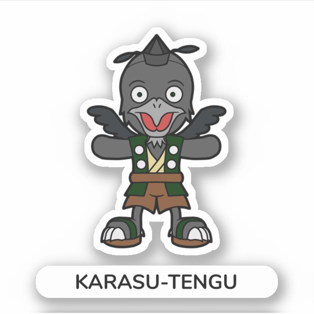 Pegatina Crow Tengu Yokai (Anverso)