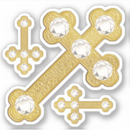 Pegatina Cruces buceadas con 5 diamantes falsos - contorno