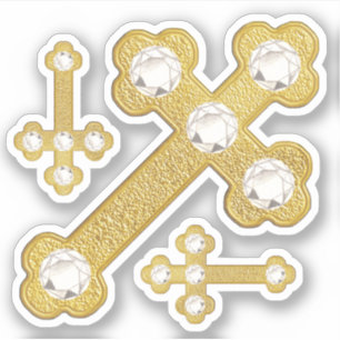 Pegatina Cruces buceadas con 5 diamantes falsos - contorno