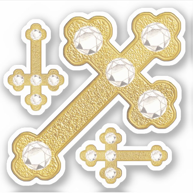 Pegatina Cruces buceadas con 5 diamantes falsos - contorno (Anverso)