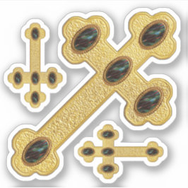 Pegatina Cruces buceados con 5 piedras de sangre falsas - C