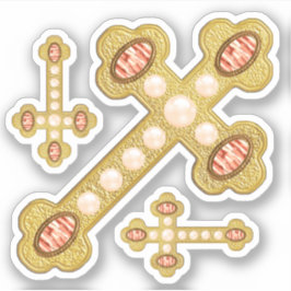 Pegatina Cruces buceados con falsos ácidos rojos y perlas -