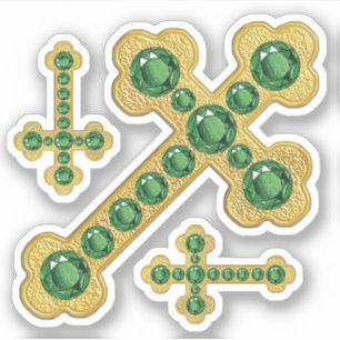 Pegatina Cruces con 12 falsos esmeraldas - Contorno