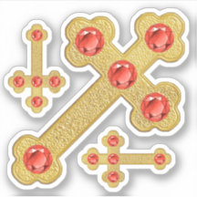Cruces con 5 faux-Garnets - Contour