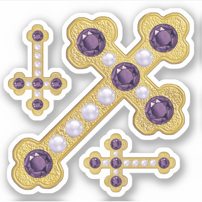 Pegatina Cruces con falsedades y perlas - (Anverso)