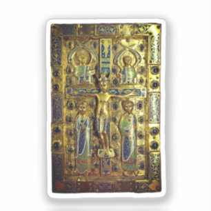 Pegatina Crucifixión de Cristo, Limoges, siglo XIII