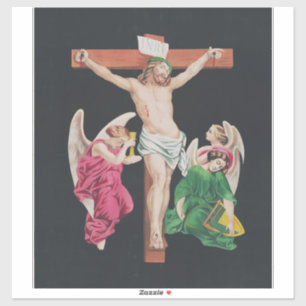 Pegatina Crucifixión medieval de Jesucristo